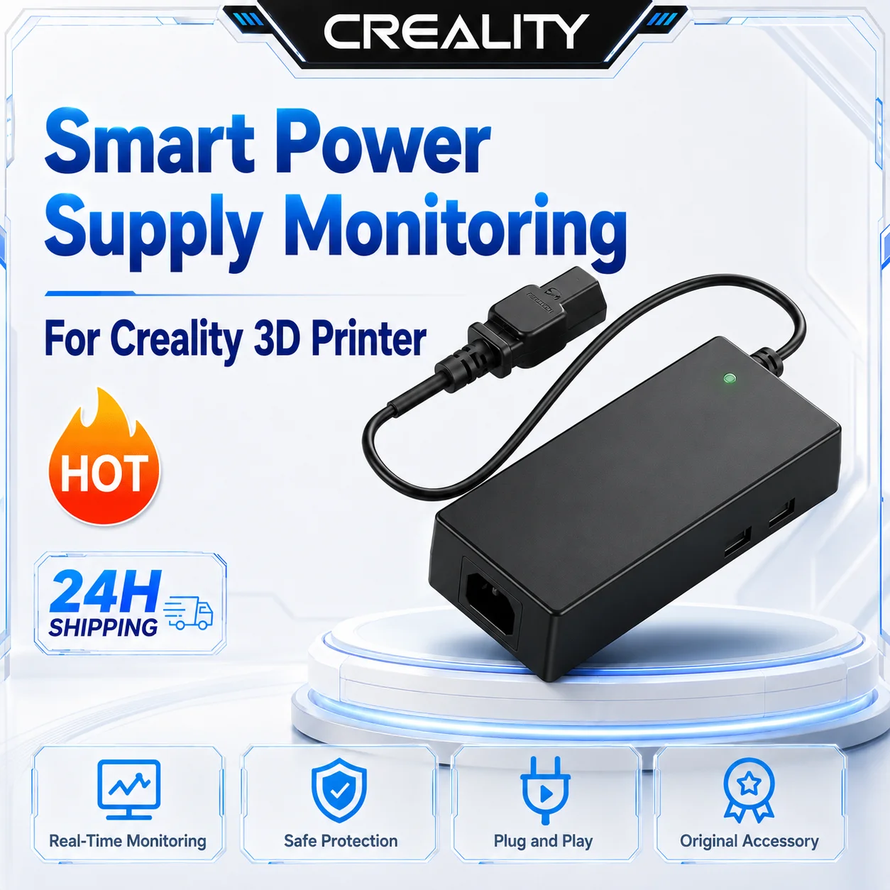 Creality Creator PWR Smart Power Supply for 3D Printer with Real-Time Monitoring And Auto Shutdown Feature Smart Protection