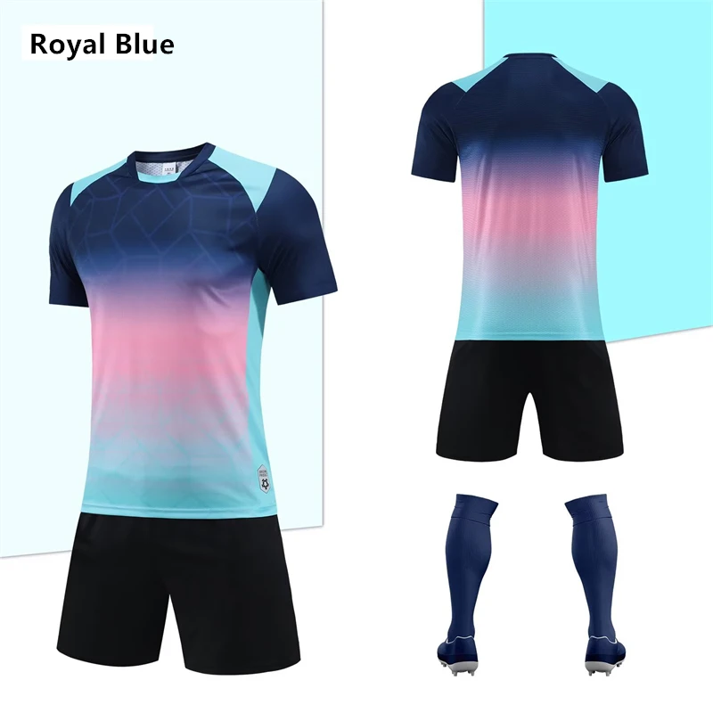 

Short Sleeve Football Jersey for Adult Kids Breathable Soccer Sports Shirts Culb Team Soccer Uniform Sets For Men and Children