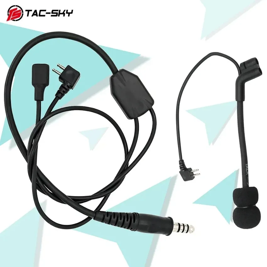 Kit cavo a Y per cuffie tattiche TAC-SKY Compatibile con microfono per cuffie PELTO PTT e Comta per cuffie Comta