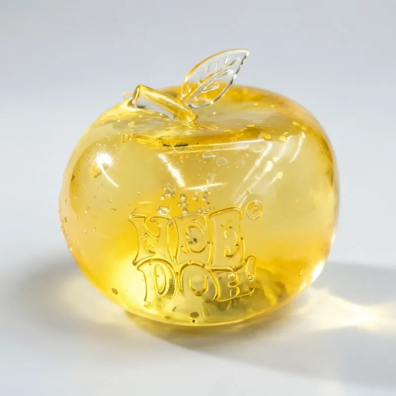 needoh Transparent Apple Squishy Fidget Toy, Soft Squeeze Stress Relief Toy with Gift Box