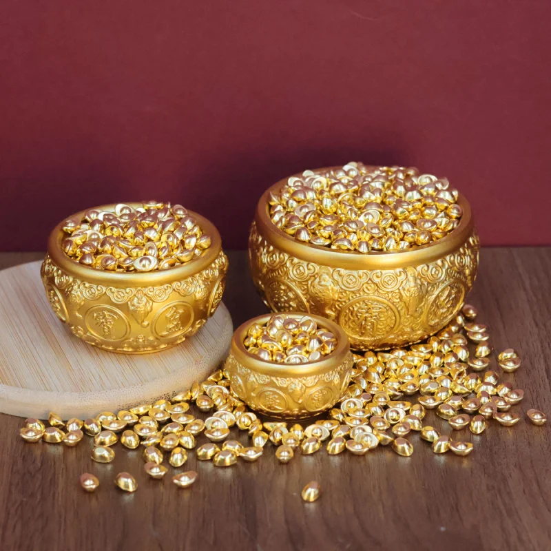 Brass Golden Toad Treasure Bowl Ornament Craft Sand Gold Small Ingot Office Desktop Wealth Decoration One Piece Dropshipping