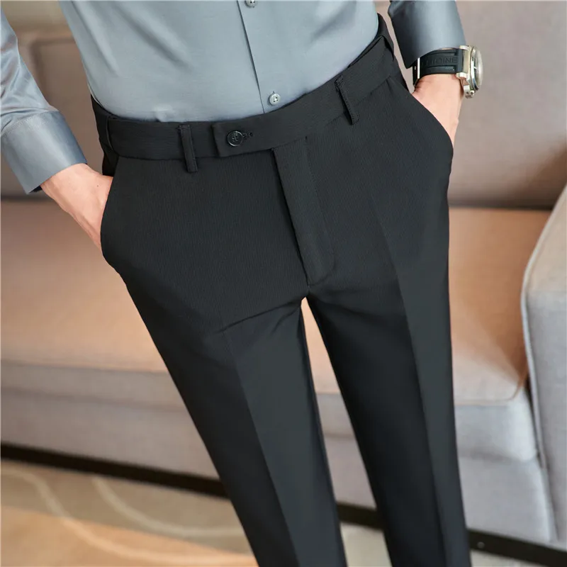 2023 Fashion Pants For Men For Suits Fashion Slim Fit Skinny Streetwear Plain Color Office Trousers Youth Suit Pants Wedding 38