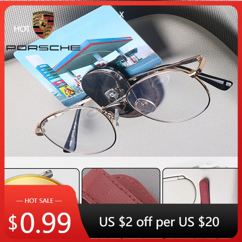 

Car Sticker For Porsche Metal Car Sun Visor Glasses Clip Sunglasses Storage For Porsche Cayenne Panamera Macan 911 718 Taycan Bo
