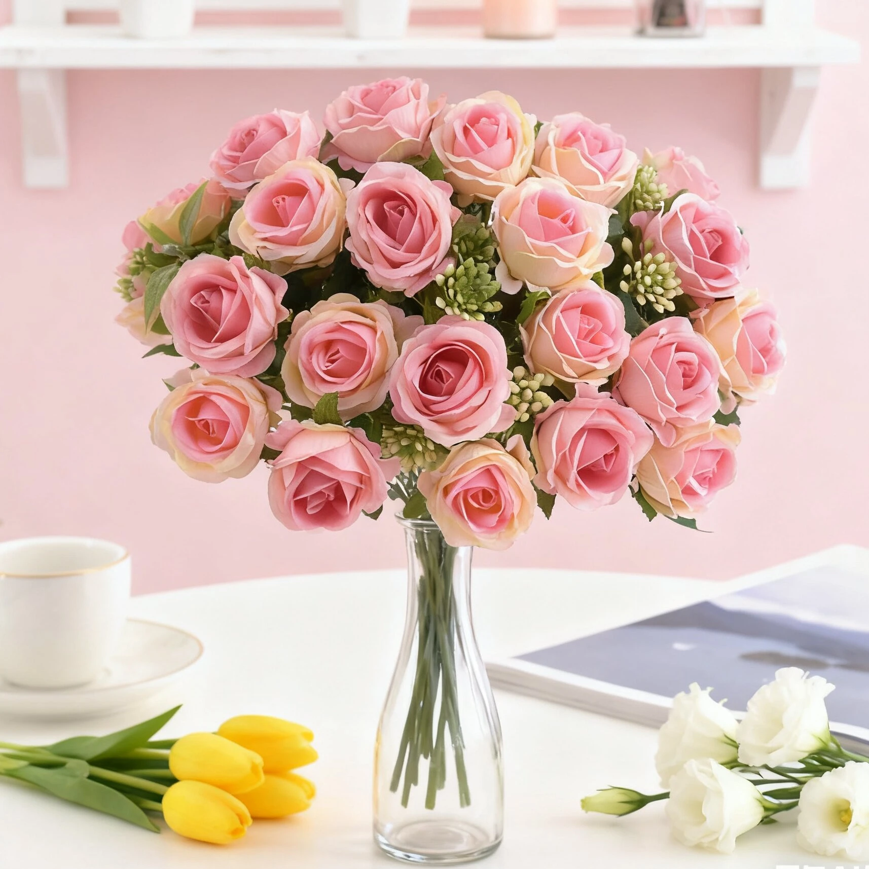 Künstliche Blumen Zehn Kopf Seide Rose Bündel Sammelalbum Valentinstag Hochzeit Outdoor Garten Party Zimmer Vase Tisch Decora Diy Geschenke – Detail 6