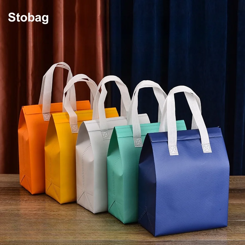 

StoBag 10pcs Non-woven Insulation Lunch Bags Keep Food Warm Cold Tote Portable Fabric for Cake Drinks Packaging Delivery Pouch