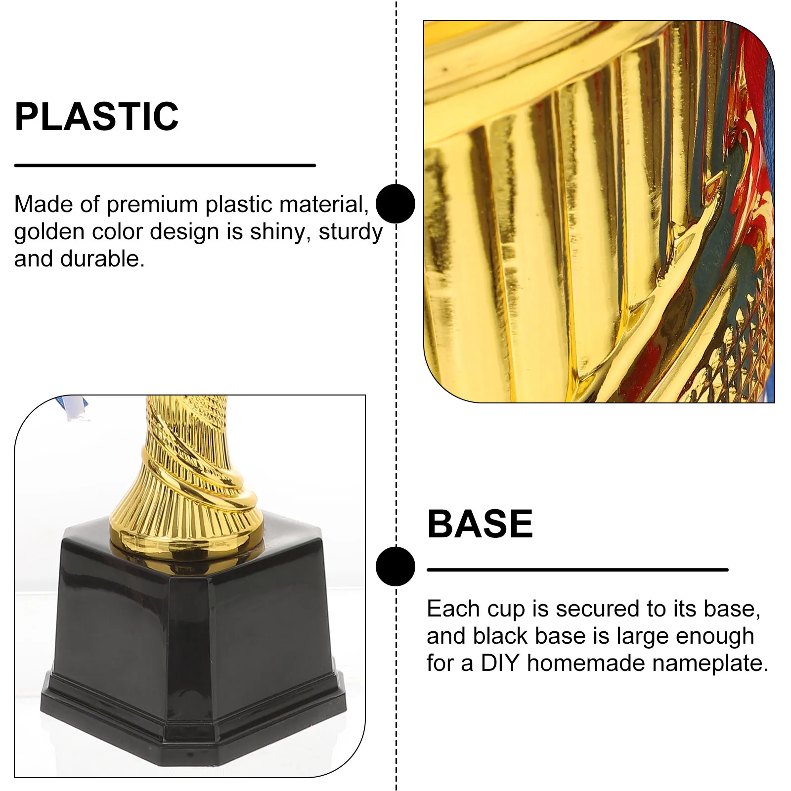 

Plastic Goddess Trophies Gold Color Sturdy Cups Black Base DIY Nameplate Kids Adults Winner Prize Christmas Parties Corporate