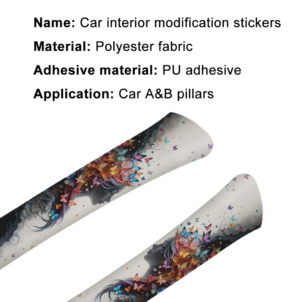 Broken Cocoon and Butterfly Pattern Car AB Column Decal Modification, Leaving No Trace, Self-Adhesive, Easy to Install view 4