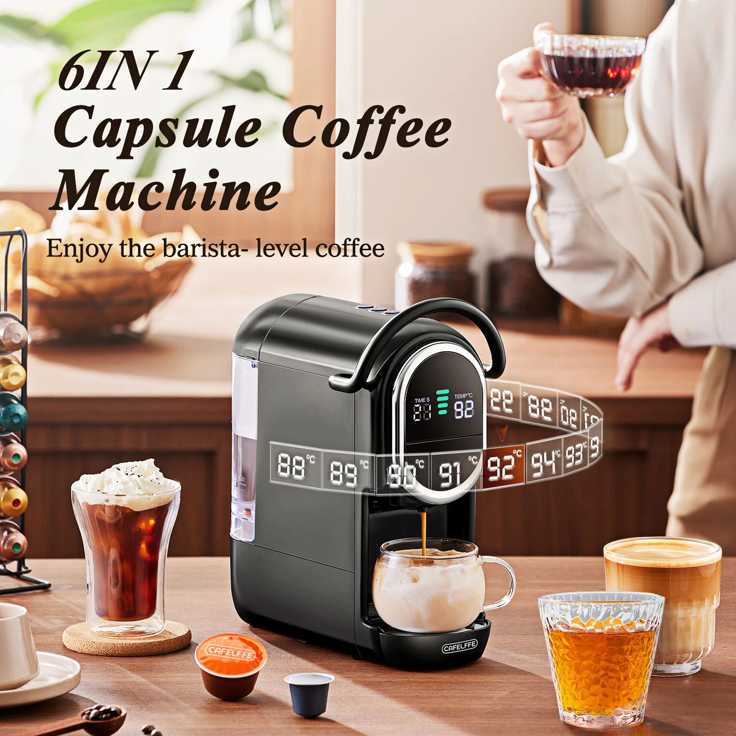 CAFELFFE MK-609S Upgrade 6 in 1 Capsule Coffee Maker with