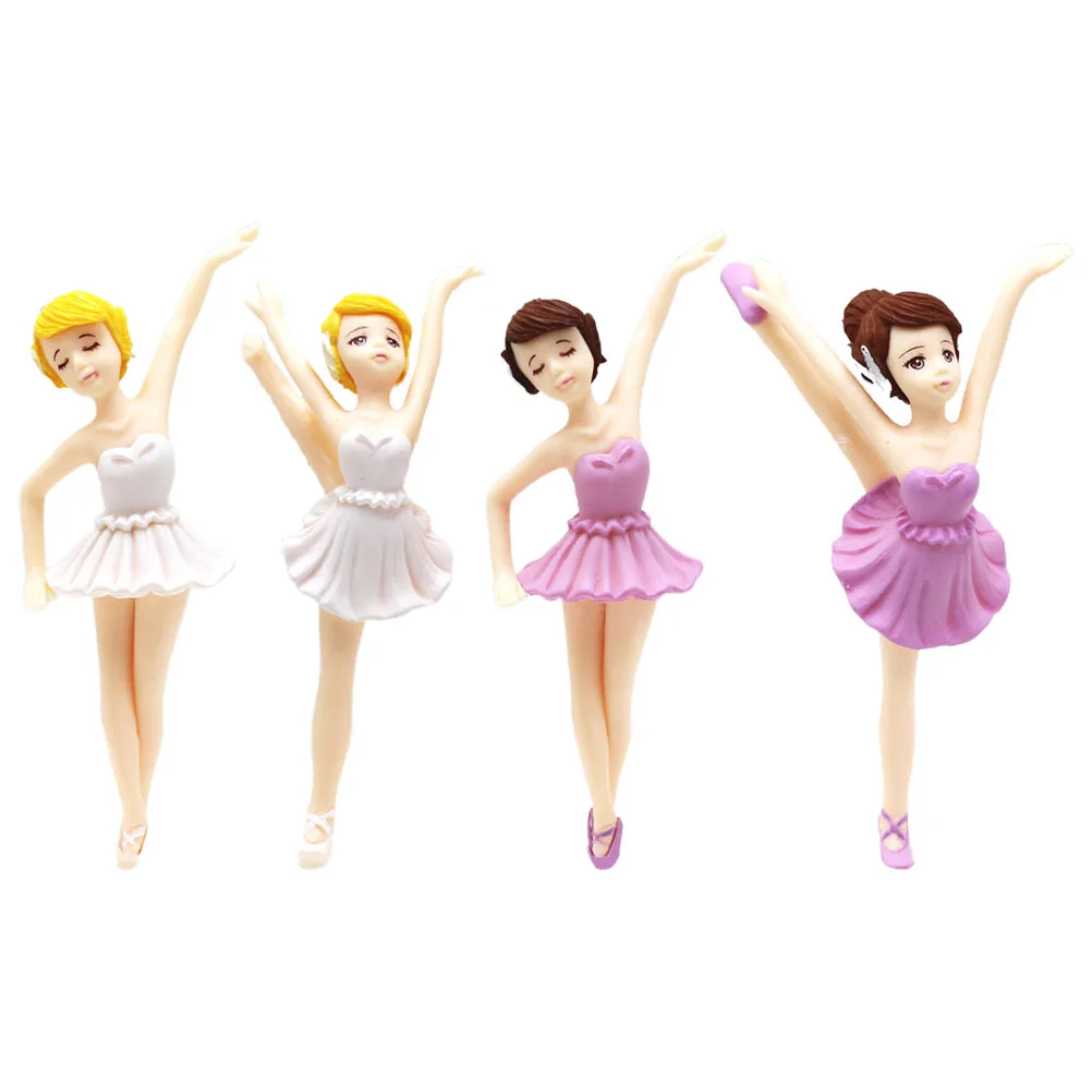 

4 Pcs Decoration Ballerina Topper Birthday Party Home Ornament Miniature Model Figurine Birthday Cake Decor Cake Accessory