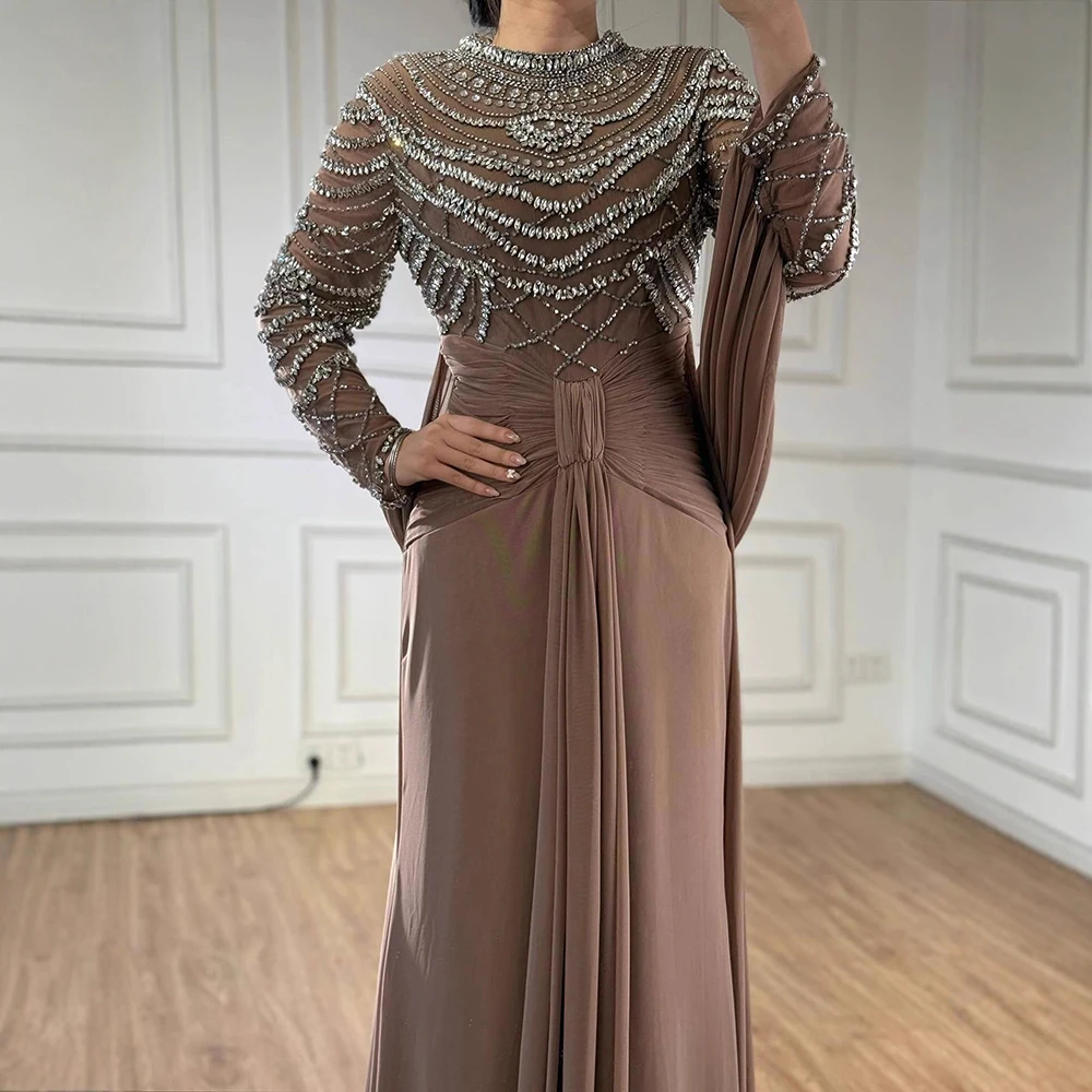 brown vertical dresser Chocolate brown silk long wrap dress main image 0