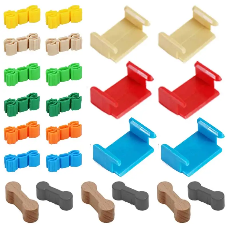 6PCS Holz Track Connector Zubehör Set Bausteine Verbindung Adapter Zug Track Eisenbahn Spielzeug DIY Für Kinder Geburtstag