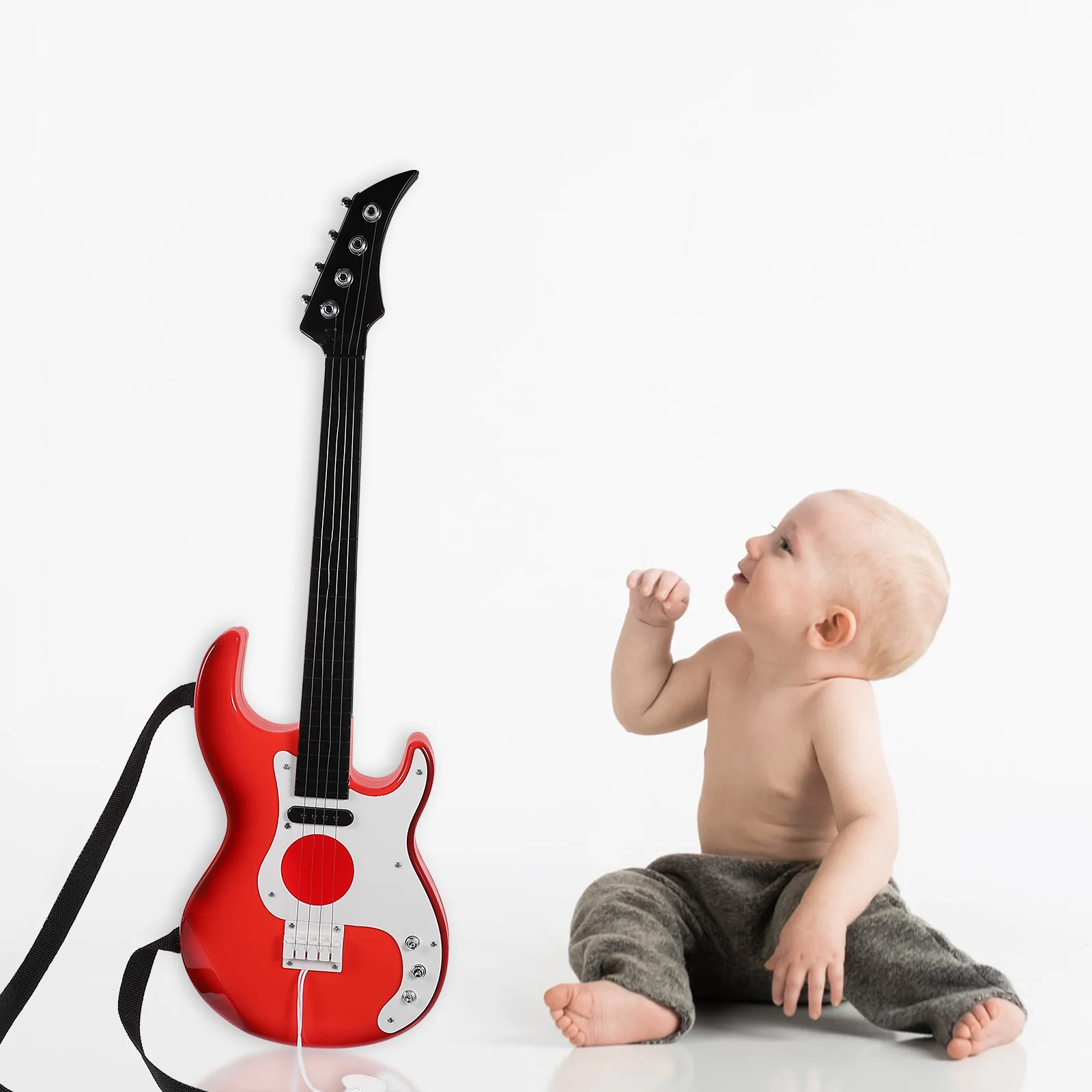 Alat musik Mini anak-anak, mainan gitar Mini untuk pemula elektrik Bass Abs mainan prasekolah belajar