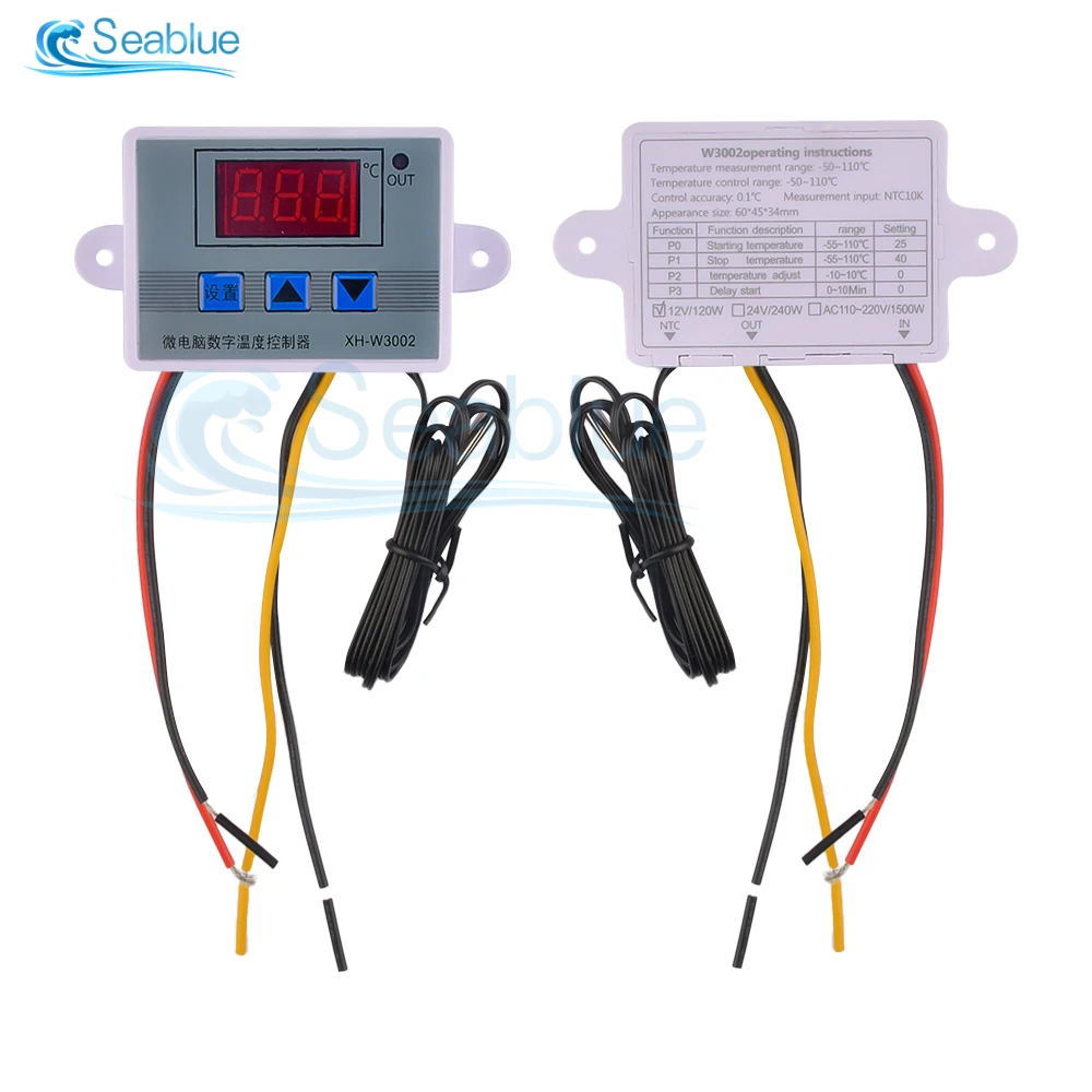 W3002 cyfrowy regulator temperatury termometr przełącznik termostatu termoregulator mikrokomputerowy DC 12V 24V AC 110-220V