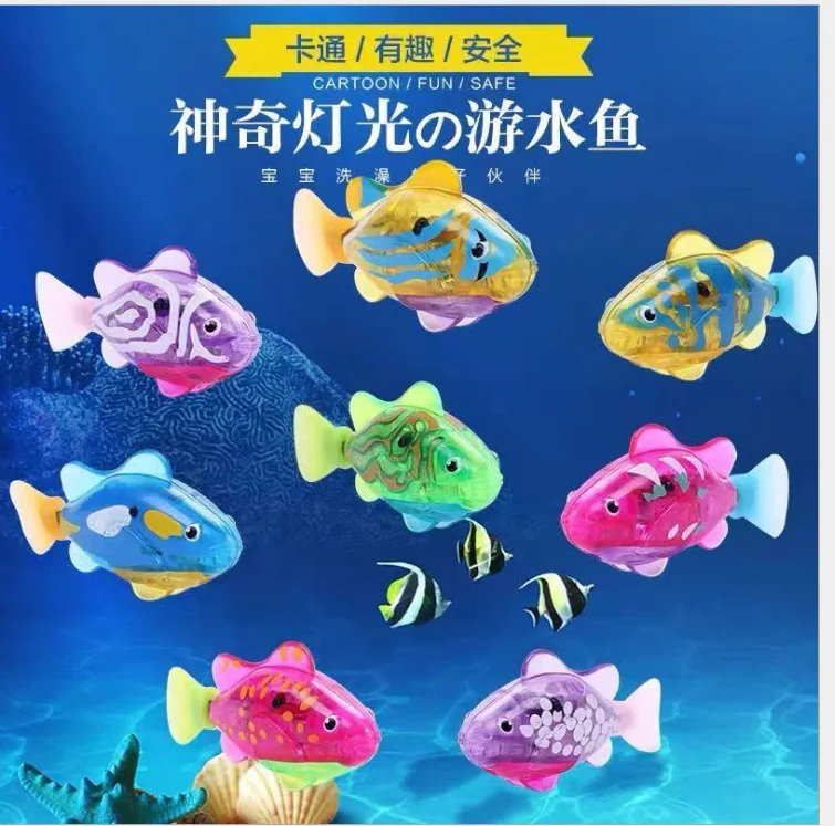 Flash Electric Luminous Baby Bathing Playing Pet Toy Transparent Light Clownfish