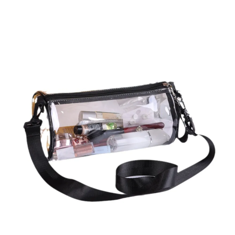 Transparent Laser Crossbody Bag for Women Cylindrical Fashion Mini Shoulder Messenger Bag PVC Jelly Small Tote Bag