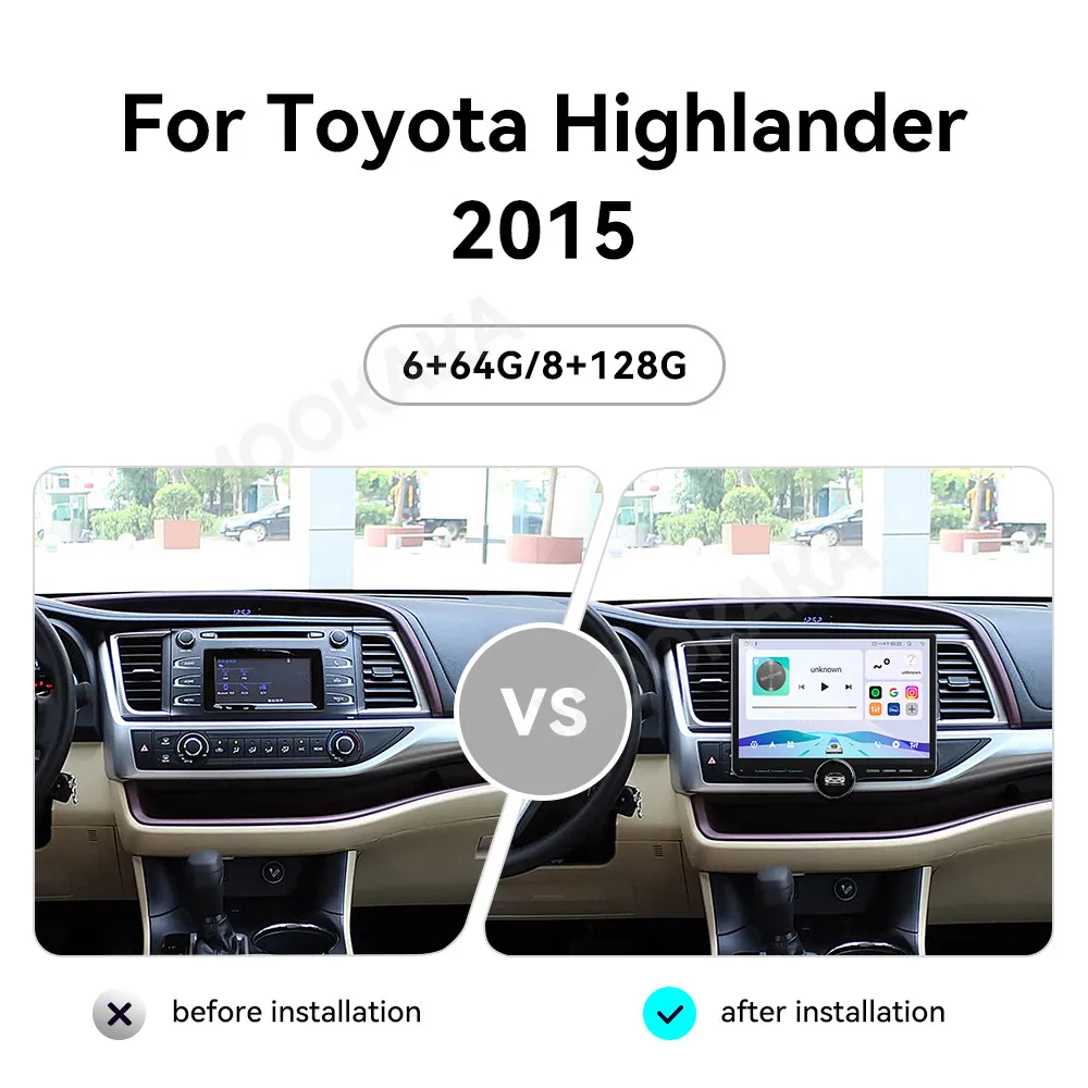For Toyota Highlander 2015 Android Car Radio Multimedia Video Player Wireless Carplay Autoradio Stereo GPS Navigation Head Unit
