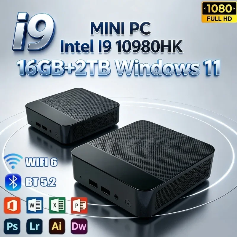 高速起動ミニデスクトップpc、intel-core-i9-10980hk、windows-11、16gb-ram、2tb-ssd、4k-hd、wi-fi-6、bluetooth-52、日常使用に最適なコンパクトpc。