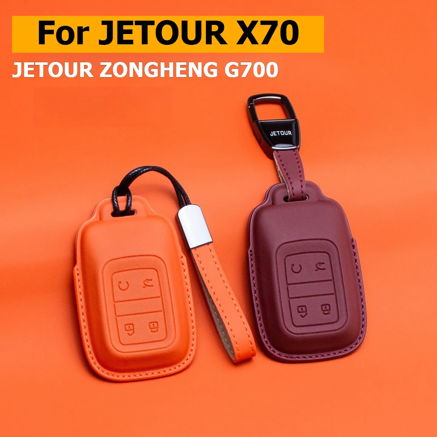 For JETOUR G700 2025 2026 Car Key Case Cover Fob Car Key Bag Protective Shell Leather Keychain Holder Protector Car Accessories
