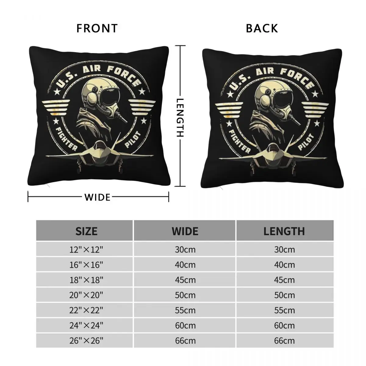U.S. Air Force Fighter Pilot Military Aviation Vintage Square Pillowcase Pillow Cover Cushion Comfort Throw Pillow for Home Car