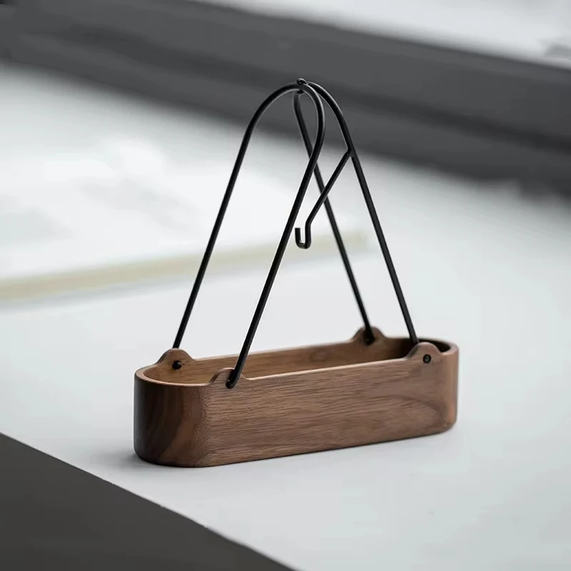 Portable Outdoor Mosquito Coil Stand, Black Walnut Metal, Portable Hanging Incense Basket, Camping Sandalwood Box