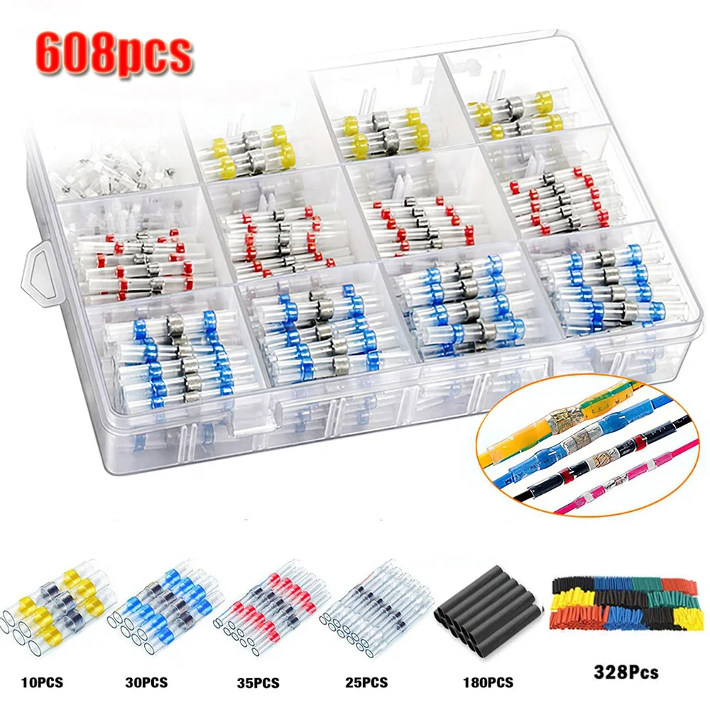 50-1000Pcs Solder Dichtung Draht Anschlüsse Schrumpf Solder Butt Isolierte Anschlüsse Solder Connector Kit Automotive Marine