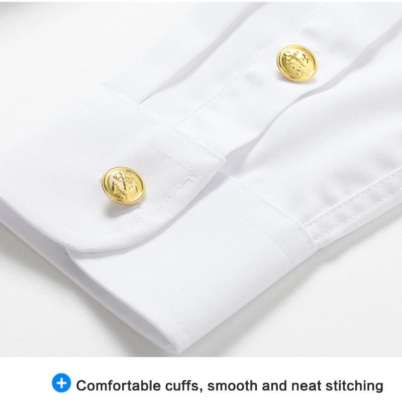 多目的白パイロットドレスシャツ半袖/長袖襟付きボタンダウン制服カジュアルブラウストップ 2 ポケット