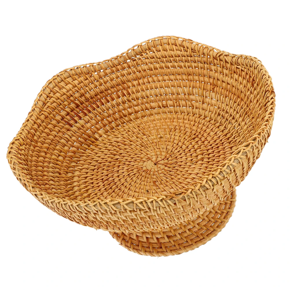 

Handwoven Rattan Fruit Plate Elevated Round Basket Kitchen Storage Fruit Snack Bread Tray Decorative Woven Basket for Tabletop