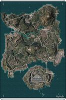 PUBG Erangel Map Art Print 8 x 12 Inch Funny Metal Tin Sign Game Room Man Cave Wall Decor