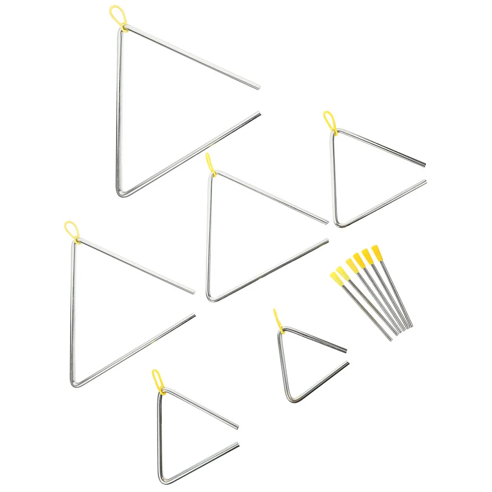 

6 set 6 Sets Triangle Musical Instrument Toy Percussion Bell Preschool Kids Durable Musical Triangle with Striker