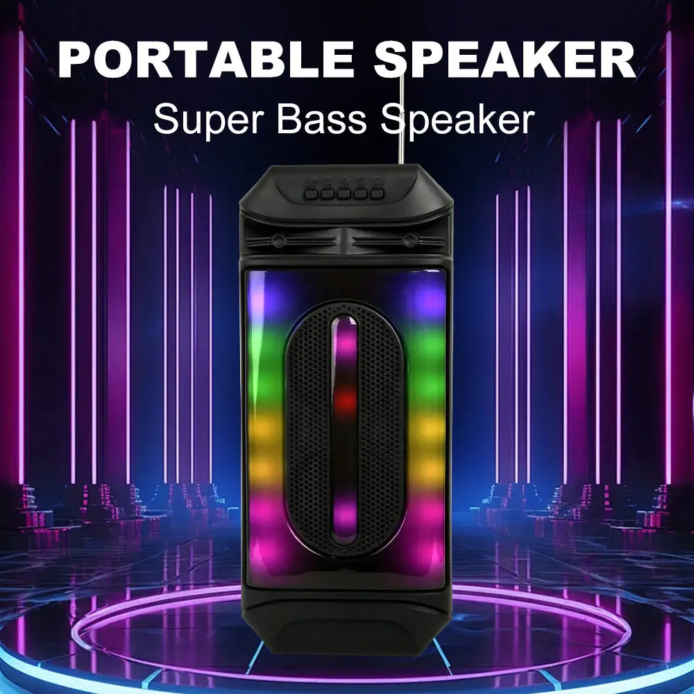 Caixa De Som Bluetooth Speaker Sound Column Sound Box Outdoor Karaoke Party Box Portable Subwoofer 8-inch TWS/FM/RGB High Power