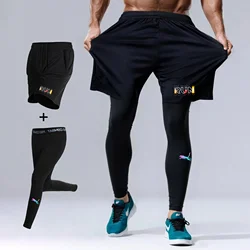 Men's 2 Piece Running Set Quick Dry Sport Shorts with Compression Tights for Gym Fitness Jogging Basketball
