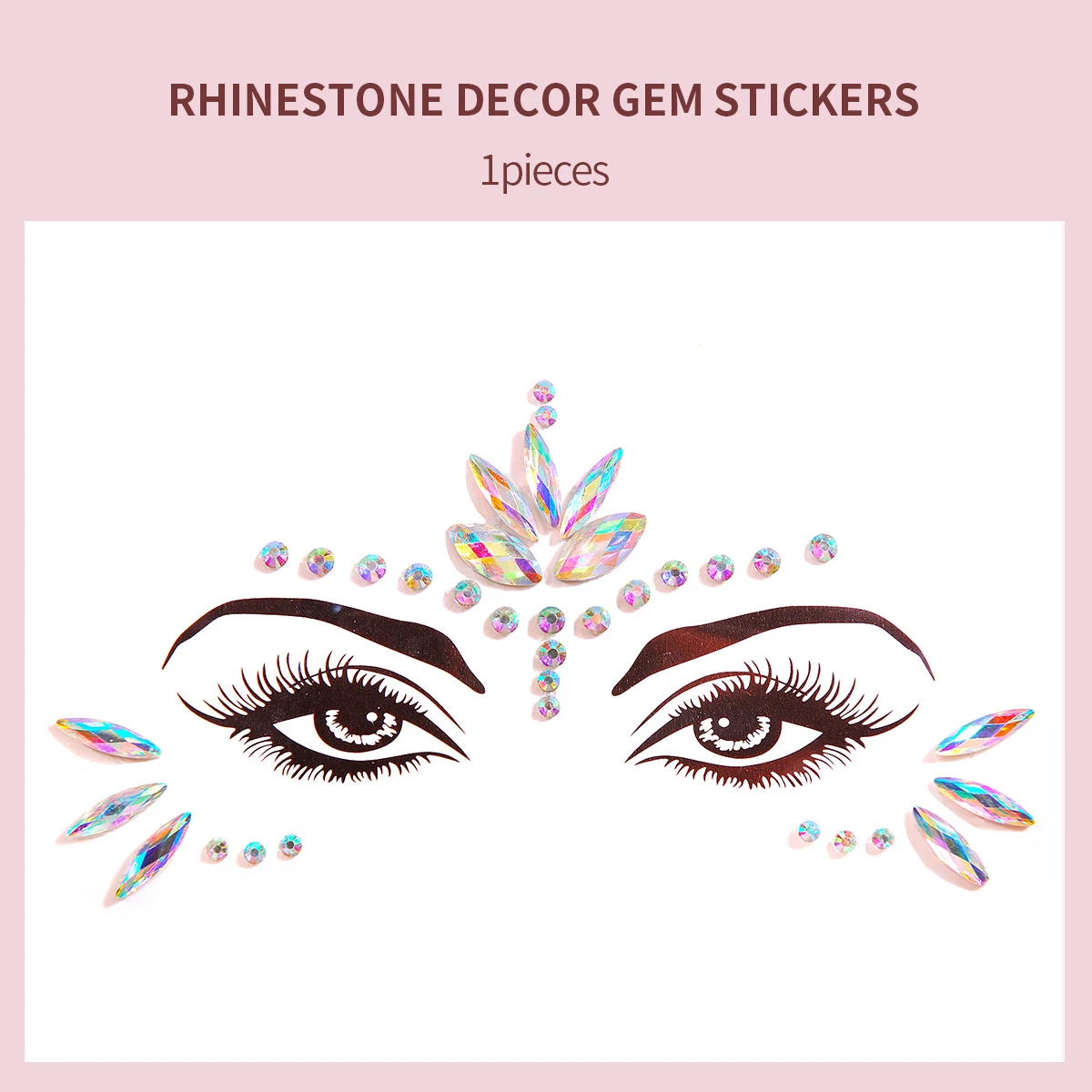 1set 3D Sexy Face Tattoo Crystal Stickers Temporary Stickers Crystal Face Stickers Decorations for Festival Party Jewels Tattoo