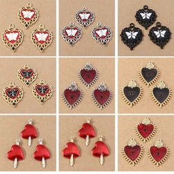 4pcs 25x33mm Metal Gothic Love Heart Charms Pendants for Jewelry Making DIY Women Punk Earrings Necklace Jewelry Accessories
