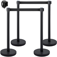 SucceBuy 4Pcs Queue Security Post Crowd Control Stanchion Barriers Stand Crowd Barrier With Adjustable Belt for Party Exhibition