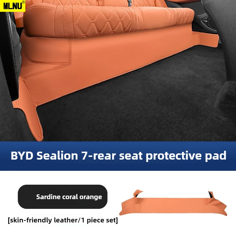 

For BYD Sealion 7 Accessories 2024 Rear Seat Kick Mat-Same Color Leather Scratchproof Shockproof Magic Tape Install