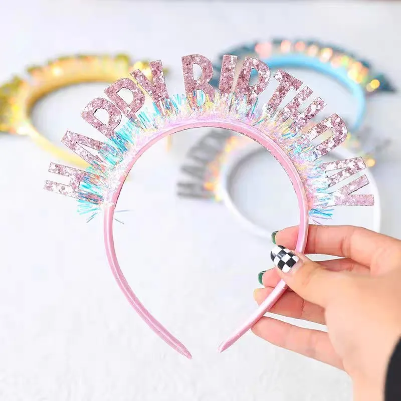 3pcs/set Birthday Girl Sash Glitter Hair Hoop Tiara Crown Sunglasses Set Pink Party Accessories Women Princess Outfits Gifts - view 5