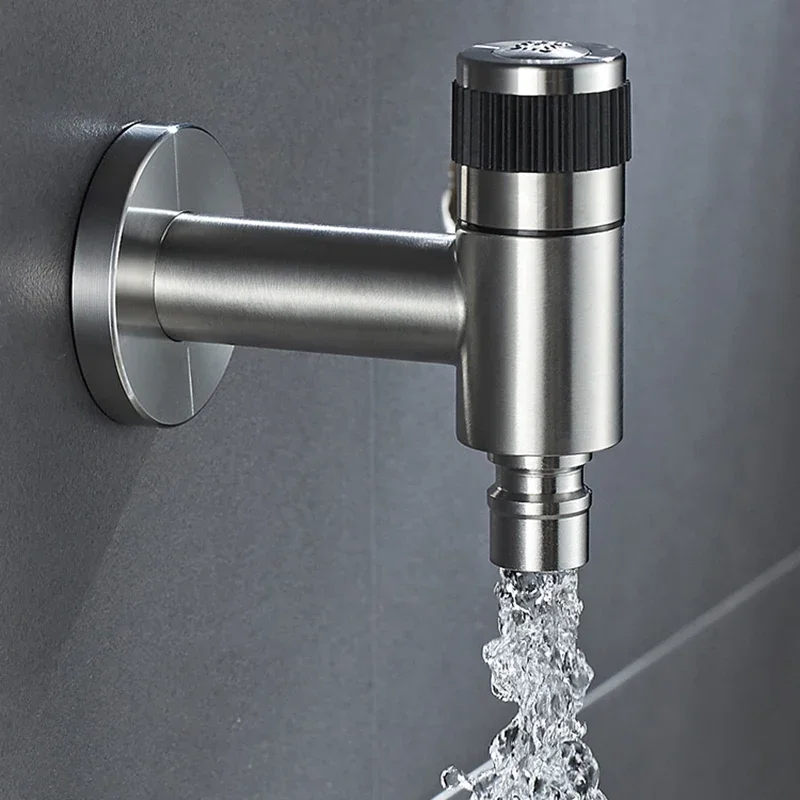 304 Stainless Steel Black Faucets Outdoor Garden Faucet Wall Mounted Bathroom Corner Washing Machine Faucet