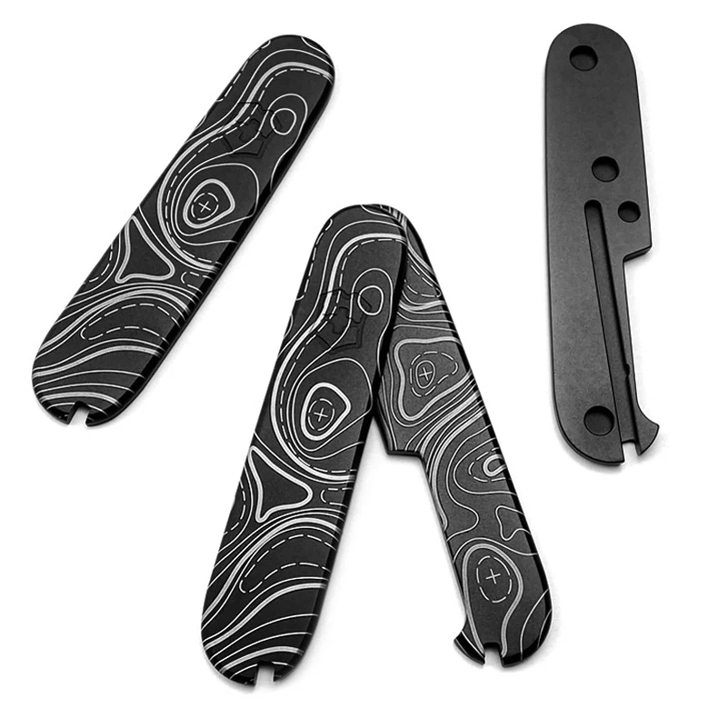 1 paio di modelli di contorno CNC materiale in titanio impugnatura per coltello maniglia toppe bilance per coltelli svizzero Victorinox da 91 mm parti fai da te