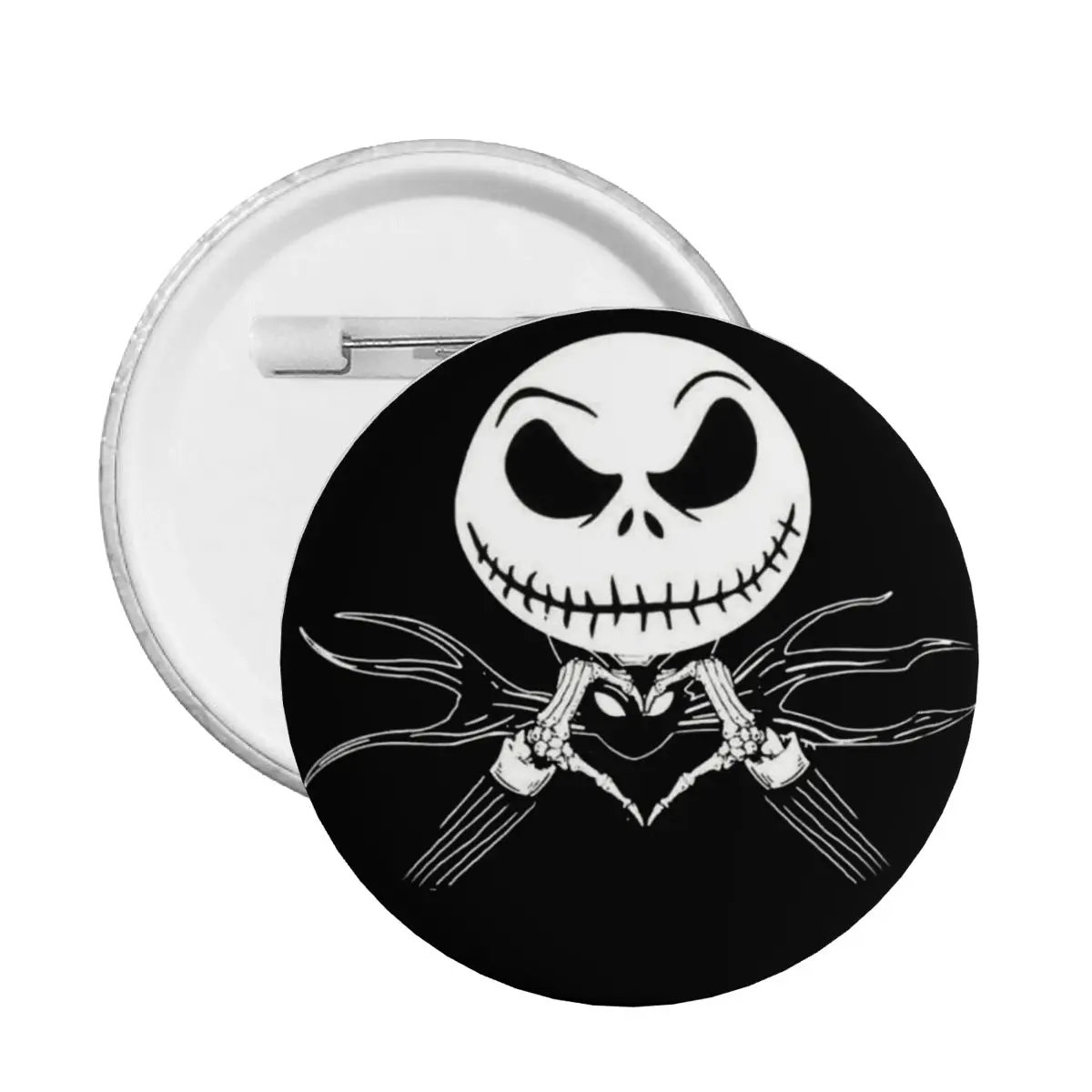 Pin de cara personalizado de Jack Skellington, broche con botones traseros, insignia para pantalones vaqueros, Pinback, regalo de cumpleaños