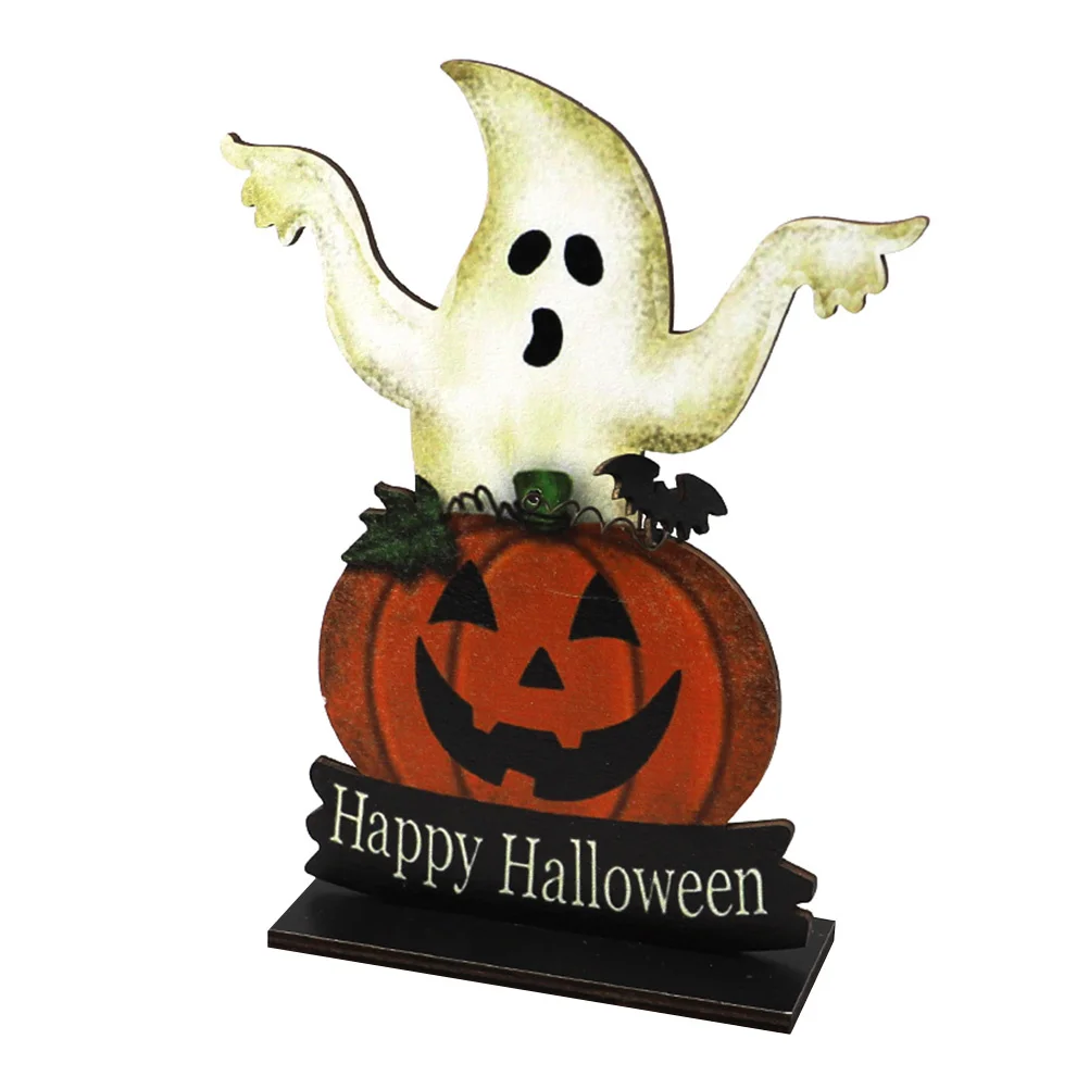 

1Pcs Pumpkin Ghost Halloween Decor Creative Wooden Craft Desktop Ornament Party Prop Unique Home Decoration Halloween Decor
