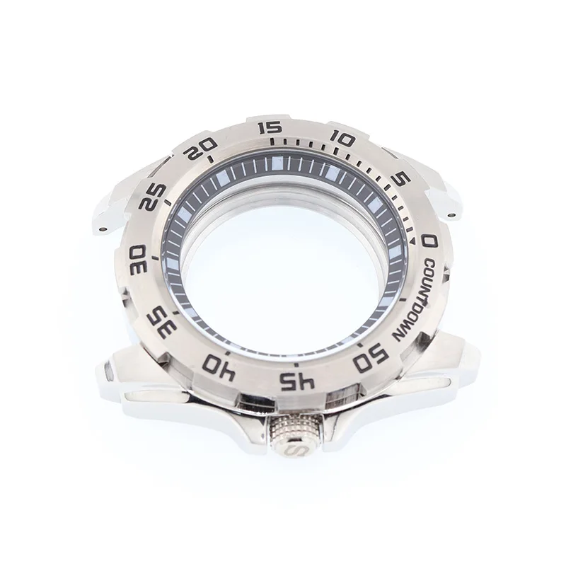 44mm Mechanical Watches Stainless Steel Man Dive Watch Case Hardlex Glass Fit NH35 NH36 Automatic Movement Mod Monster Parts