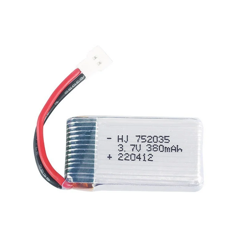 Bateria LiPo 380mAh o dużej pojemności z 3.7v dla Hubsan X4 H107 Series/ JD385 kompatybilne z JD388 drony 752035 zapasowe baterie