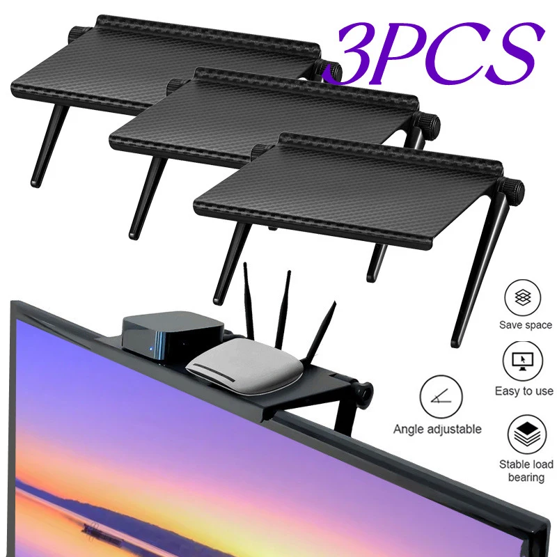 Creative TV Screen Top Shelves Practical Punch Free Monitor Storage Holder Racks Adjustable Computer Storage Organizer