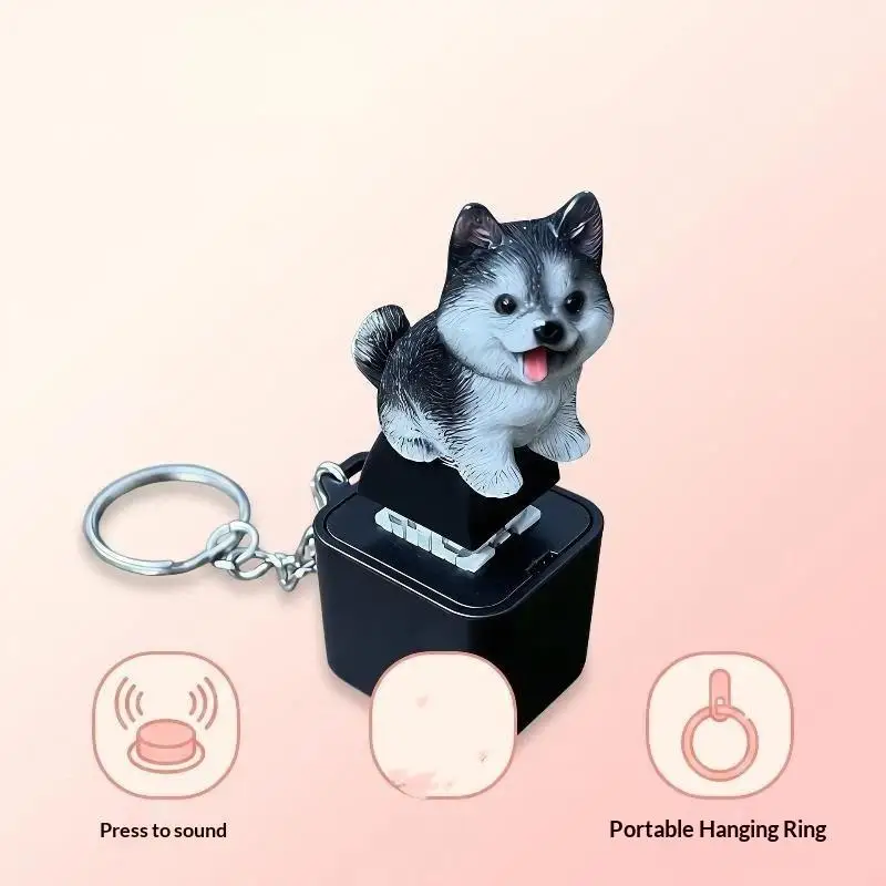 Lustiger Husky-Schwein-Schlüsselanhänger, wiederaufladbarer Knopf-Schlüsselanhänger, leuchtender Anhänger zur Stresslinderung, Dekorationsgeschenk, Spielzeug – Detail 4