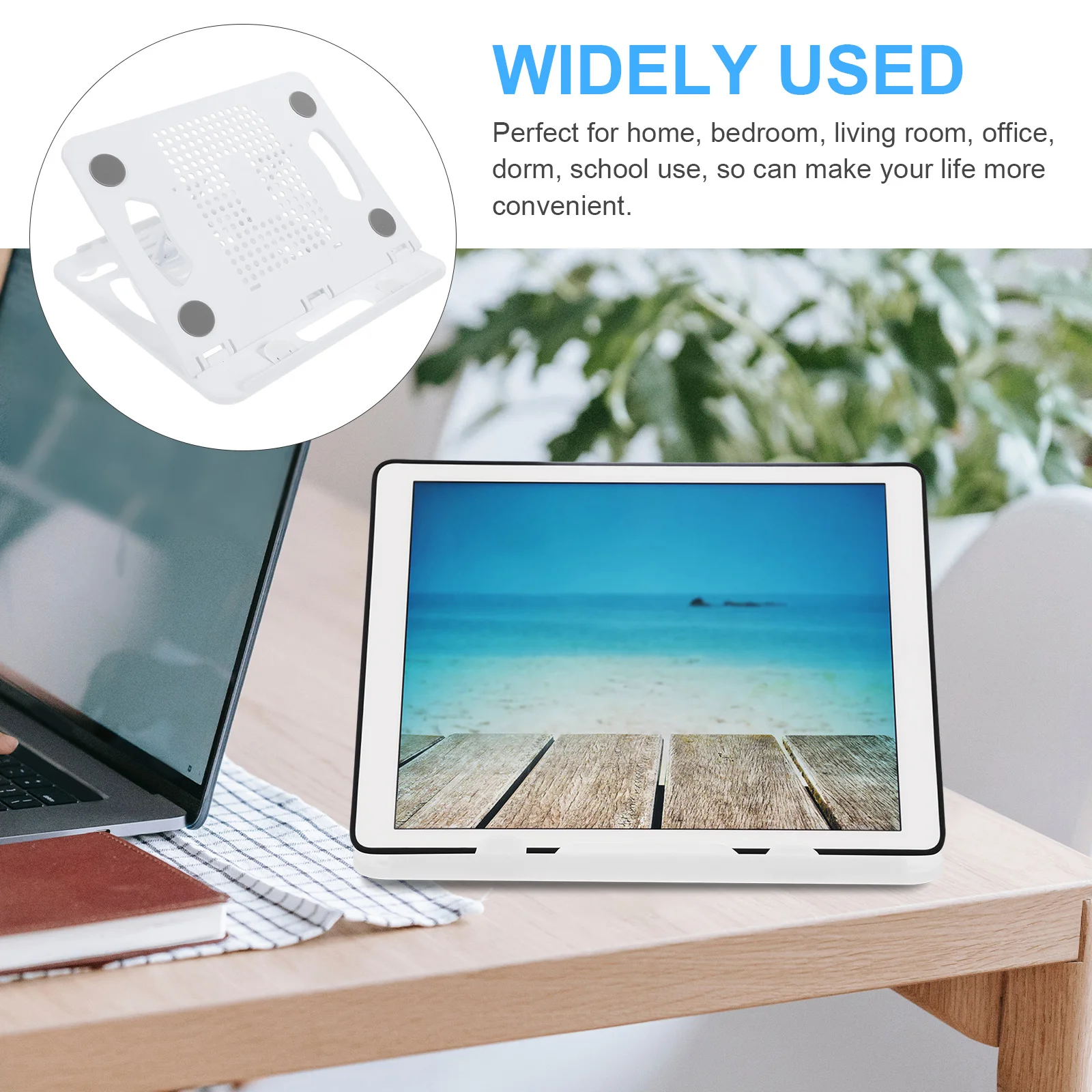 

Laptop Stand Tablet Holder Foldable White Desk Adjustable Bracket For Home Office Use Strong Compatibility Durability Smooth