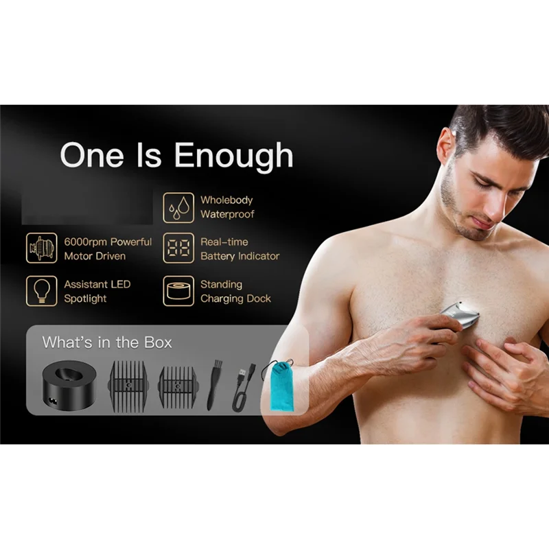 AC39-Trimmer Beard For Man Shaver Homme Razor Beard Shaper Armpit Chest Hair Trimmer Professional Barber LED Display
