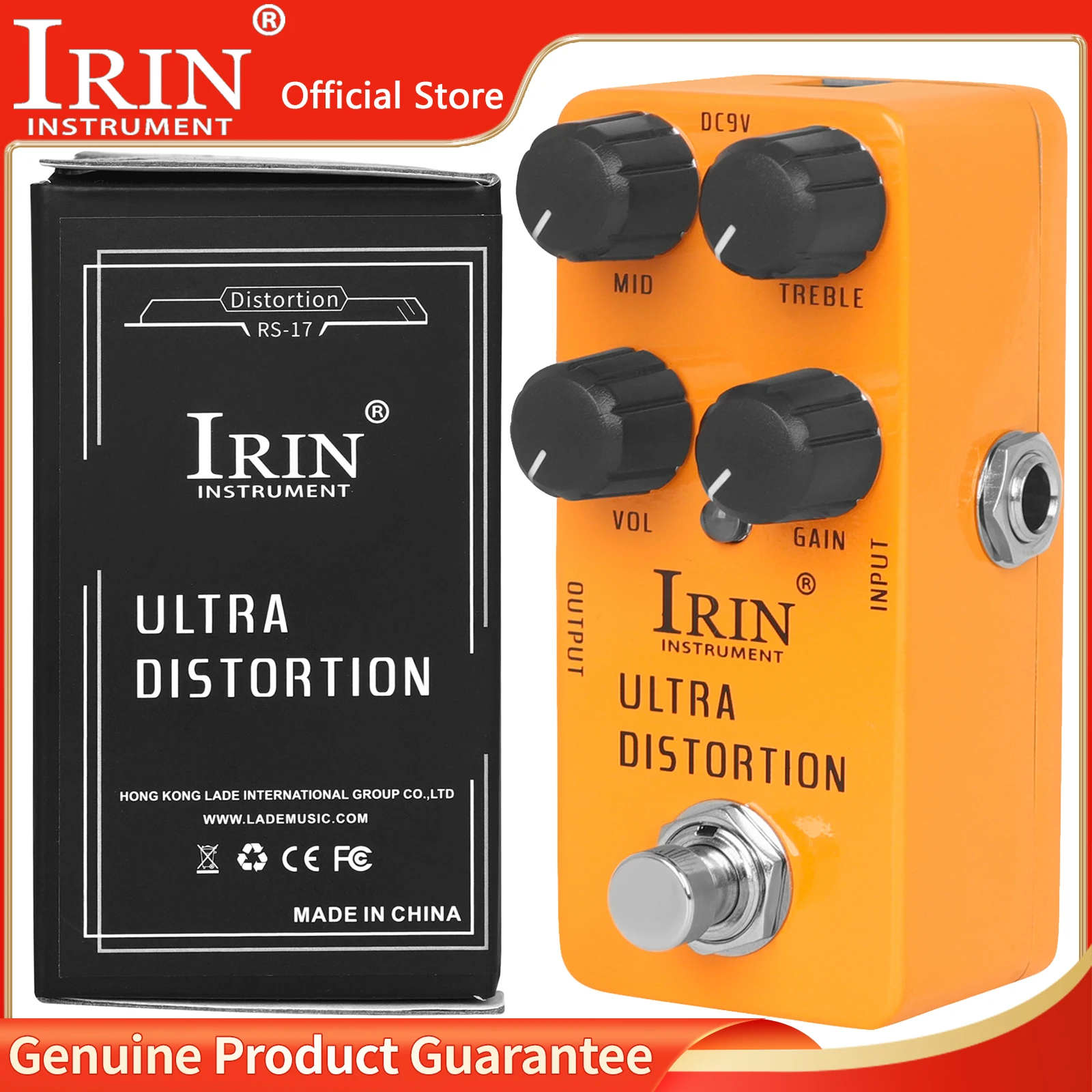 

IRIN RS-17 Электрогитара Эффект Ультра искажения Педаль эффектов True Bypass Мини Одиночная гитарная педаль Аксессуары и детали для гитары