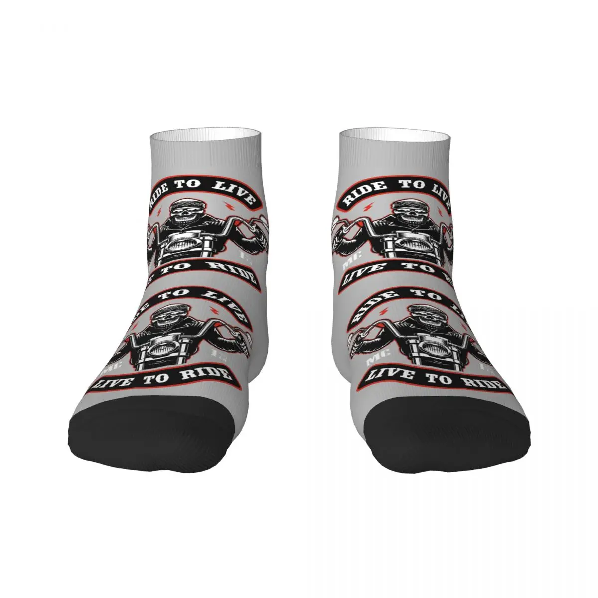 Chaussettes Rockabilly Ride To Live pour hommes, unisexe, respirantes et chaudes, impression 3D Rock Biker Skull Crew