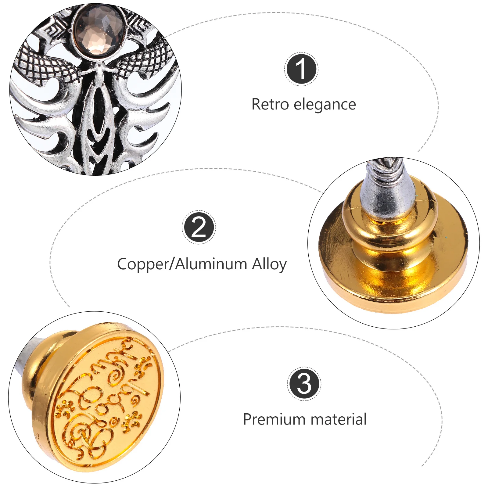 

1Pcs Metal Seal Stamp Durable Retro Wax Seal Stamp for Private Letter Wedding Invitation Creative Packaging Decoration