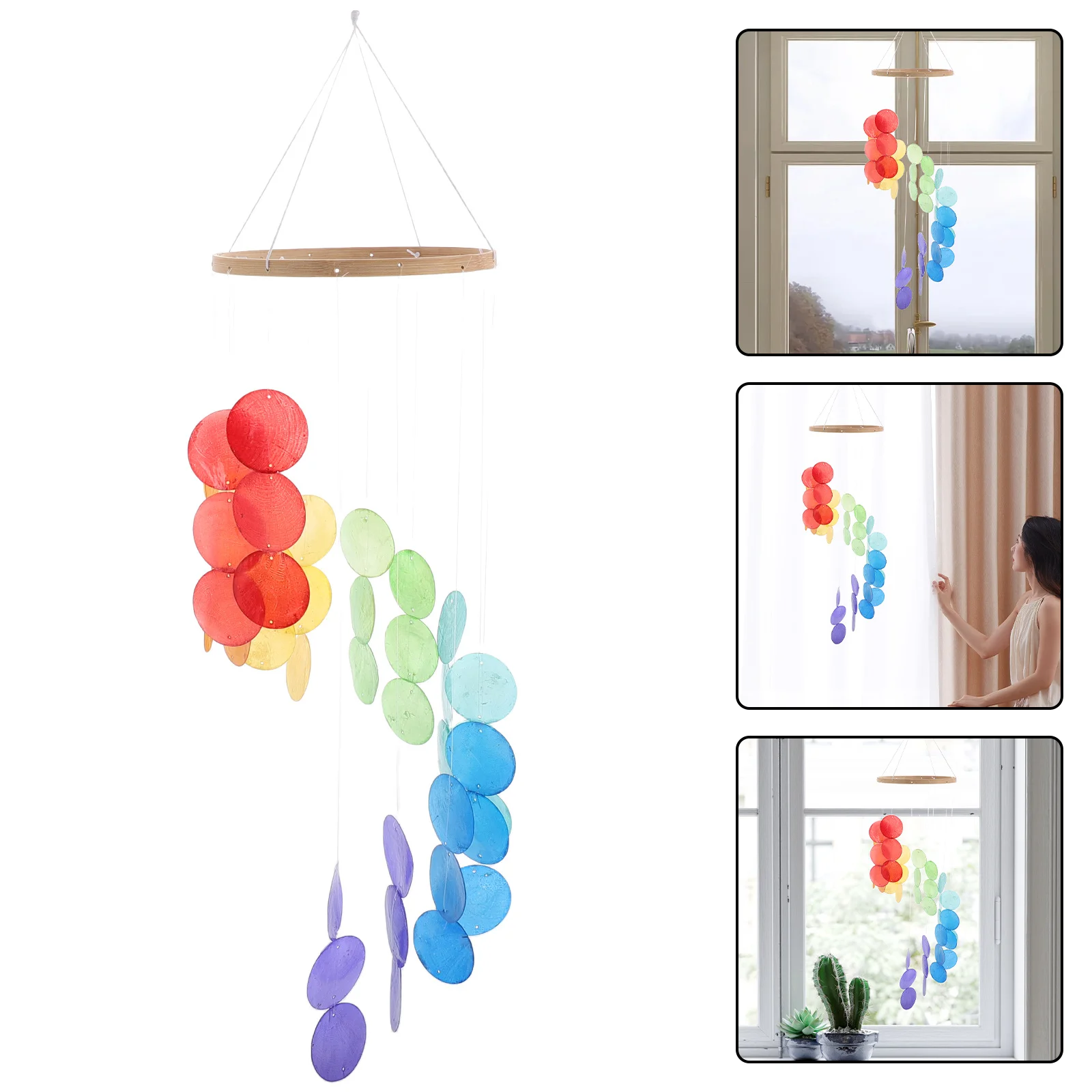 

Shell Wind Chime Decorative Chimes Home Creative Bells/wind Beach Hanging Ornament Wooden Indoor